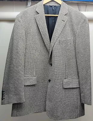 Black And White Houndstooth Wool Cashmere Blend Men's 46 R Blazer J Peterman • $38