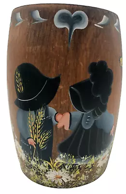 Vintage Wooden Crock/Barrel Hand Painted Amish Children • $24.25