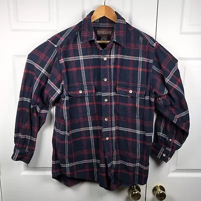 Moose Creek Blue Plaid Heavy Flannel  Mens Size L Cotton Button Down Shirt • $14.40