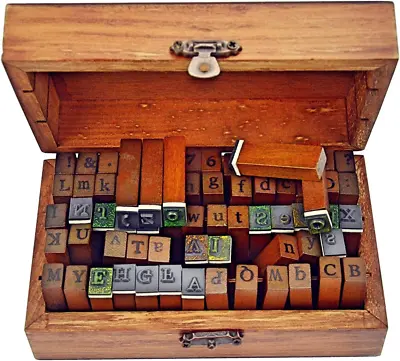 70Pcs Alphabet Stamps Vintage Wooden Rubber Letter Number And Symbol Stamp Set • $22.49