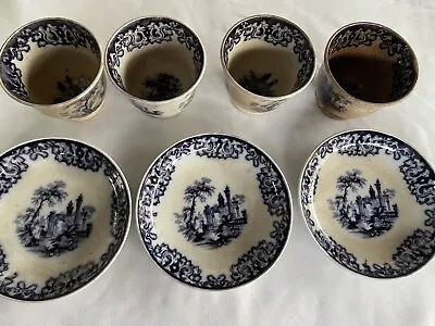 Antique Flow Blue Mulberry Transferware Athens Charles Meigh Tea Cups Plates • $159.99