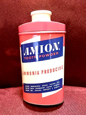 Antique Vintage Dental Tooth Powder Tin: Amion W/ Ammonia. Contents. • $15.95