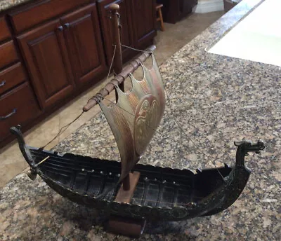 Vintage Edward Aagaard Bronze 16” Viking Boat From Art Denmark  • $245