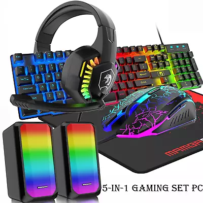 $29.99 • Buy 4 In 1 Wired Gaming Keyboard Mouse Headphone Mouse Pad Bundle For PC Laptop Mac