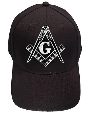 Freemason's Baseball Cap - Black Hat With Black & White Standard Masonic Symbol • $22.99