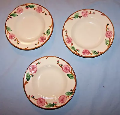 Vintage 3 Metlox Hand-Decorated Camellia Brown Rim Fruit Bowls-6 1/8 Inches • $18.50