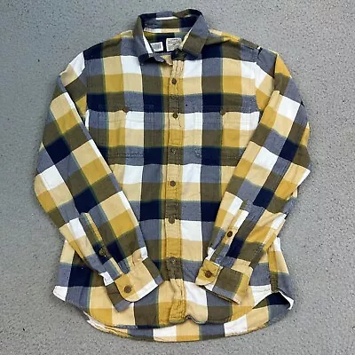 J Crew Shirt Mens Small Yellow Plaid Long Sleeve Flannel Button Up Casual Adult • $18.88