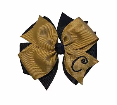 Khaki And Navy Monogram Hair Bow • $7