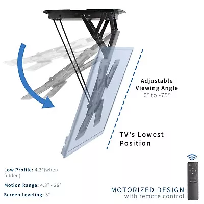 VIVO MOUNT-E-FD70W Black Electric Motorized Ceiling TV Mount 32  To 70  Screen • $150