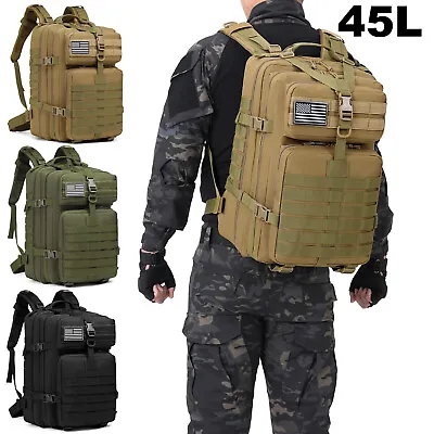 45L Military Tactical Backpack Large Army 3 Day Assault Pack Molle Bag Rucksack • $34.99