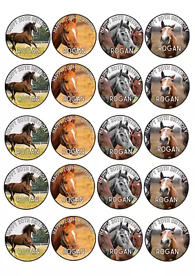 20 X Edible  Personalised HORSE Animal Cupcake Toppers Uncut Icing/wafer • £4