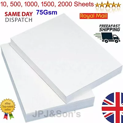 Office A4 White Paper 75gsm Printer Copy Of 10 500 1000 1500 2000 Sheets White • £2.90