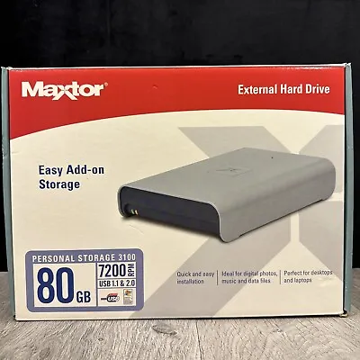 Maxtor 80GB External USB Hard Drive Personal Storage 3100 7200RPM - New Open Box • $28