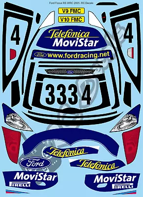 1/10 Decal Rally Set Ford Focus RS WRC 2001 Tamiya TA01 TA02 TT01  • £27