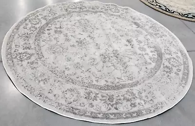 IVORY / SILVER 8' X 8' Round Back Stain Rug Reduced Price 1172733016 ADR109C-8R • $77