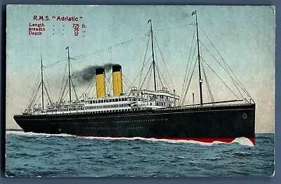 Vintage Postcard RMS Adriatic White Star Line Maritime Ocean Liner Memorabilia  • £5.98