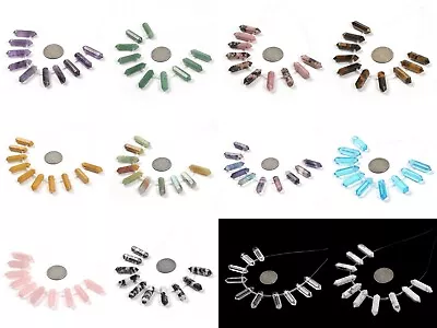 $10.99 • Buy 32mm Gemstone Crystal Point Chakra 10pcs Hexagonal Beads Strand 2mm Hole Drilled