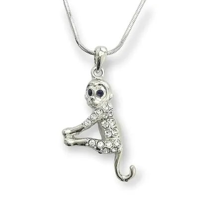 Monkey Necklace Pendant Made With Swarovski Crystal Ape Chimpanzee 18  Chain • $29.99