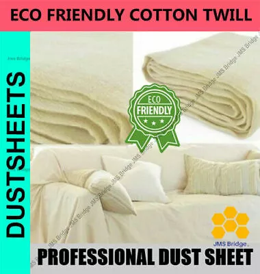 Large Heavy Duty 100% Cotton Twill Professional Decorating Dust Sheet Painters • £15.94