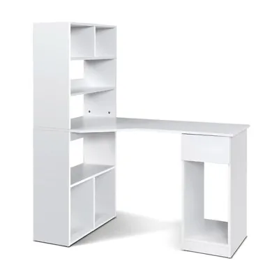 Artiss Computer Desk BookShelf Drawer Cabinet Office Study Table White 120CM • $152.95