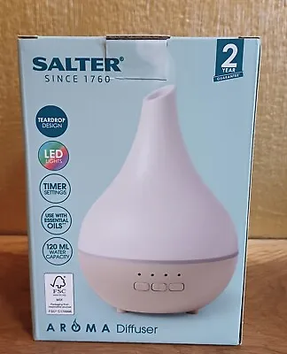 Salter Aroma Diffuser Essential Oils Led Lights Teardrop Design Timer Settings • £18