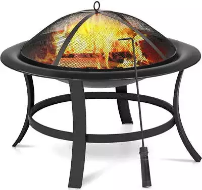 29  Iron Outdoor Fire Pit With Spark Screen And Fire Poker • $36.73