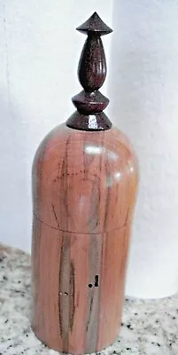 Vintage Mid Century Modern Hand Turned Wooded Round Cylinder Trinket Box   • $125