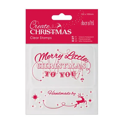 MERRY CHRISTMAS (inc Handmade By) - Docrafts Create Christmas Clear Stamp Set • £2.75