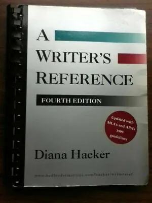 A Writer's Reference By Diana Hacker (Fourth Edition 1999) Spiral Bound • $1