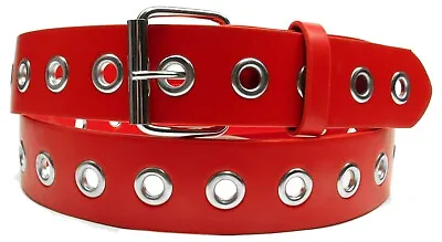 Men Women Unisex 1 2 Holes Row Grommet Bonded Leather Belt Removable Buckle • $8.88