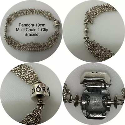 PANDORA SIZE 19cm MULTI CHAIN ONE CLIP BRACELET REF 591701 NOW RETIRED • £50