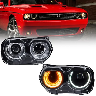 Left+Right Headlights For 2015-2023 Dodge Challenger Halogen W/LED DRL Projector • $5999