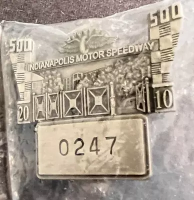 2010 Indy 500 Pit Pass Badge Pin Silver #0247 Main Gate 1962 NIP • $30