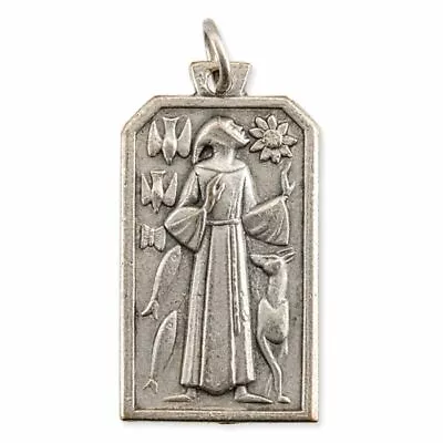 St. Saint Francis Of Assisi - Pray For Us - Silver Tone Oxidized 1.25   Medal • $3.50