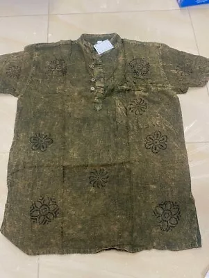 Drak Green Short Sleeve Festival/boho Shirt (u1) • £7.99