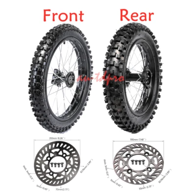 $239.99 • Buy Front 70/100-17 Rear 90/100-14  Tire Wheel Rim Disc Rotor CR85 YZ85 KLX65 Apollo