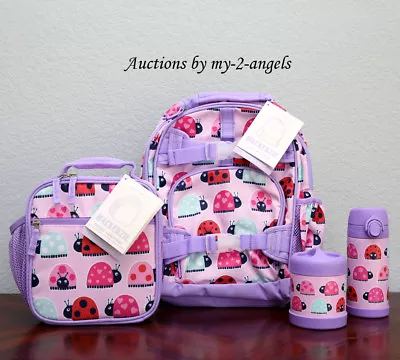 NEW Pottery Barn Kids 4-pc LADYBUG Small Backpack Lunch Bag Water Bottle Thermos • £170.94