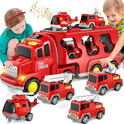 Fire Truck Toys For Toddlers Pull Back Cars Birthday Gifts For Boys & Girls • £17.90