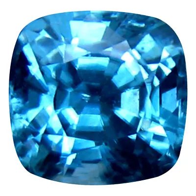 2.64 Ct  Cushion (7 X 7 Mm) Unheated / Untreated Cambodia Blue Zircon Gemstone • $64.99