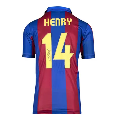 £355.99 • Buy Thierry Henry Signed Barcelona Shirt - Retro, Number 14 Autograph Jersey