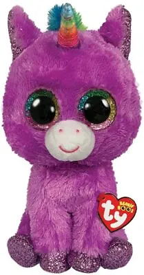 £11 • Buy Official Ty Beanie-ty Beanie Boo Buddy-rosette Unicorn Med 23cm Soft Toy 36464
