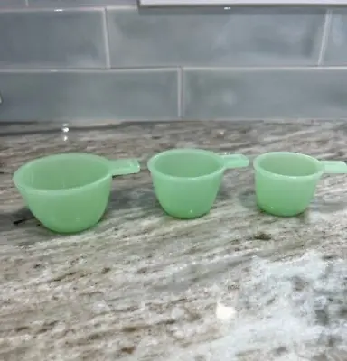 Jadeite Green Glass Nesting Measuring Cups Set Of 3 Vintage • $50