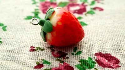 £2.99 • Buy Strawberry Fruit 3D Charm Jewellery Supplies C1292