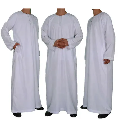 Muslim Saudi Mens Robe Thobe Dishdasha Thoub Islamic Prayer Abaya Arab Kaftan • $20.36