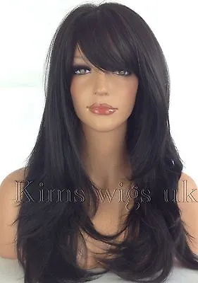  Ladies Womens Wig Long Hair Heat Resistant Layered Black Brown Blonde Red  • £46