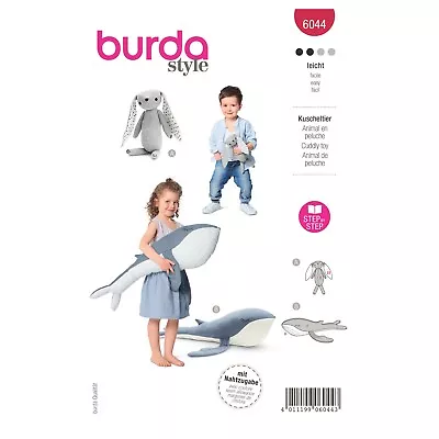 £8.19 • Buy BURDA 6044 STUFFED ANIMALS BUNNY & WHALE EASY Step By Step Sewing Pattern