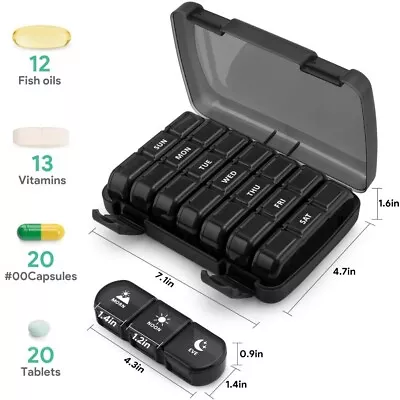 7 Day Weekly Pill Box Organiser Medicine Tablet Storage Dispenser Case Box AM PM • £6.49