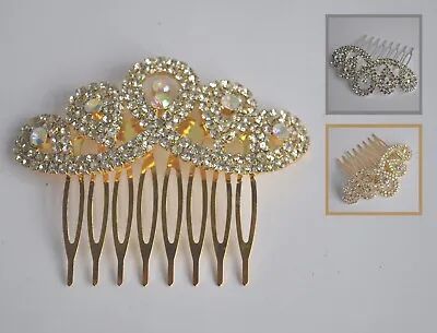 £5.50 • Buy Diamante Hair Comb. Clear / AB Crystals. Silver/gold Plated. Wedding/bridal. UK 