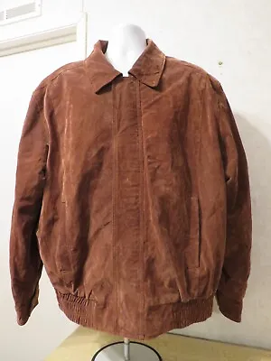 Vintage G-111 Brown Leather Bomber Jacket Men's Size Xl Global Identity Lined • $45