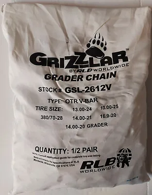 $379.50 • Buy Grizzlar GSL-2612V Tire Chains V-Bar Ladder Grader 14.00-20 13.00-24 13.00-25